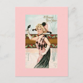 Happy New Year Vintage Postcards Lady Masquerade by zazzleoccasions at Zazzle