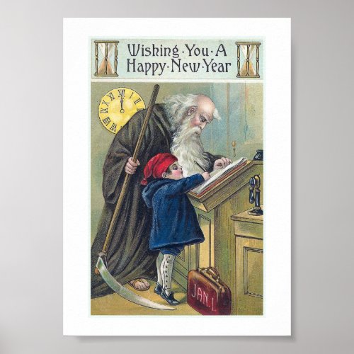 Happy New Year Vintage Poster