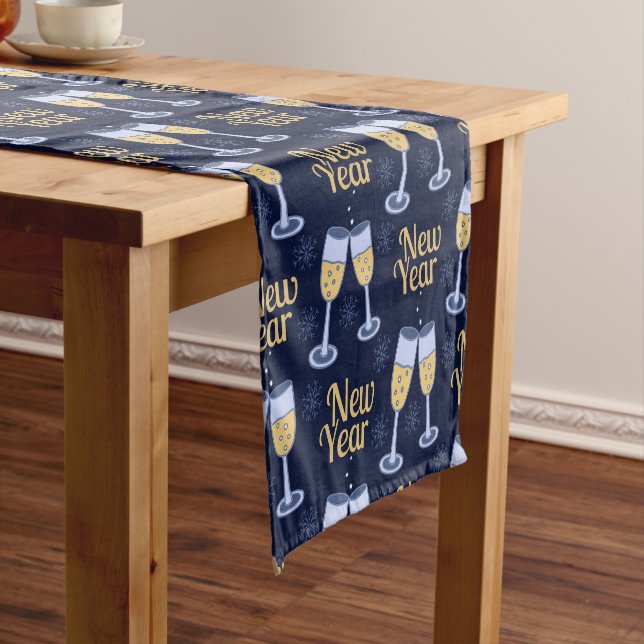HAPPY NEW YEAR & WINE CHRISTMAS CUSTOM MONOGRAM SHORT TABLE RUNNER (In Situ)