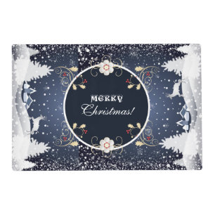 Happy New Year! Winter Fairy Tale Fantasy blue Placemat