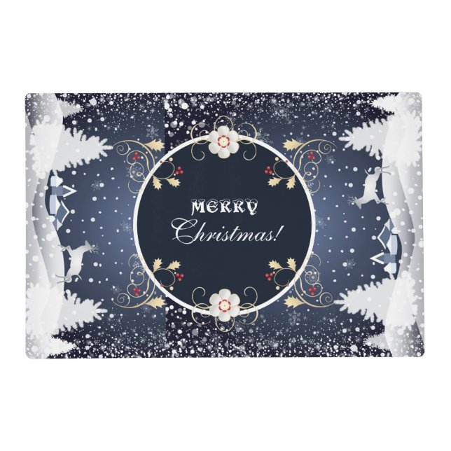 Happy New Year! Winter Fairy Tale Fantasy blue Placemat (Back)
