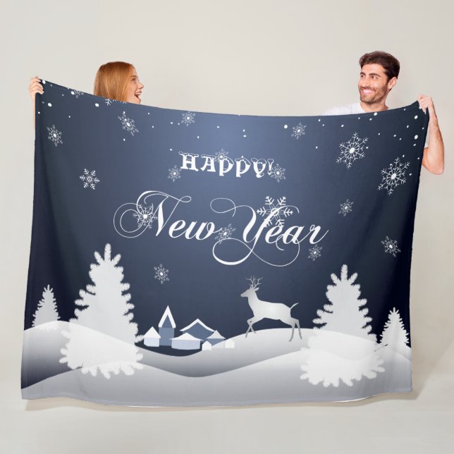 Happy New Year! Winter Fairy Tale Fantasy Fleece Blanket (In Situ)
