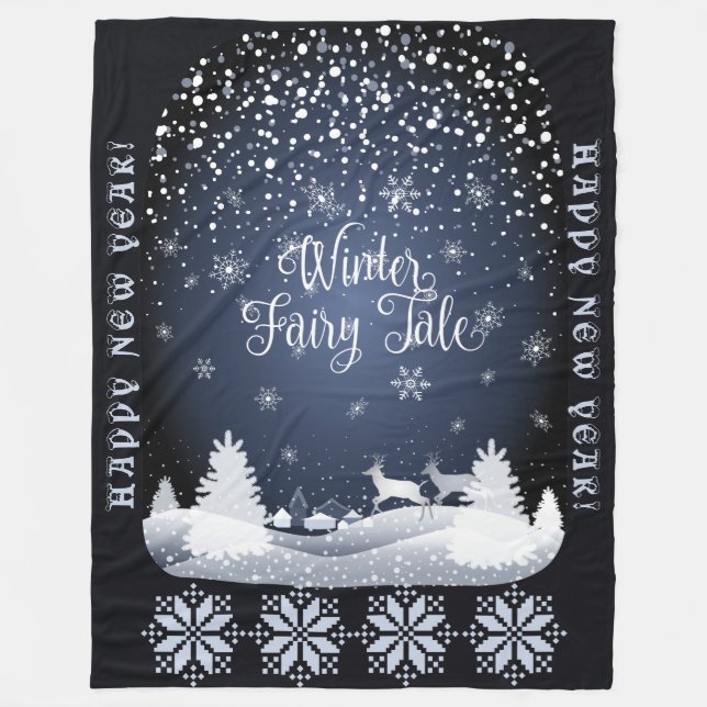 Happy New Year! Winter Fairy Tale Fantasy Fleece Blanket (Front)