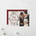 happy new year winter floral greenery photo card | Zazzle