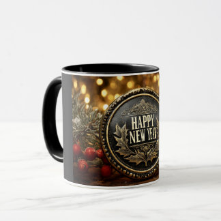 happy new year wishes on a festive background mug
