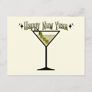 Happy New Year with 2024 Martini Olives T-Shirt Postcard