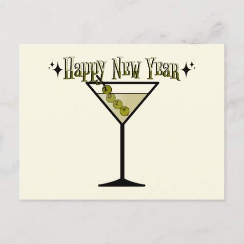 Happy New Year with 2024 Martini Olives T_Shirt Postcard