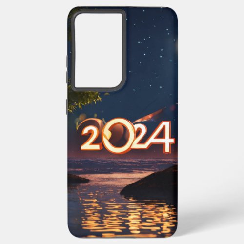 happy new year with 2024 text samsung galaxy s21 ultra case