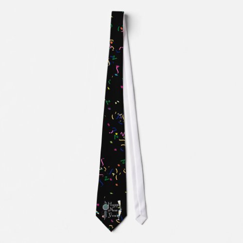 Happy New Year with Champagne  Confetti Neck Tie