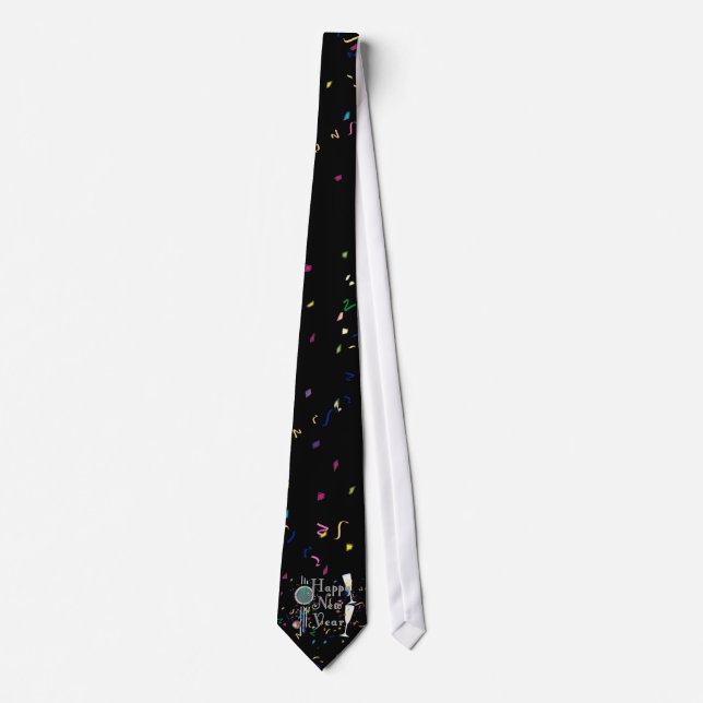 Happy New Year With Champagne & Confetti Tie (Front)