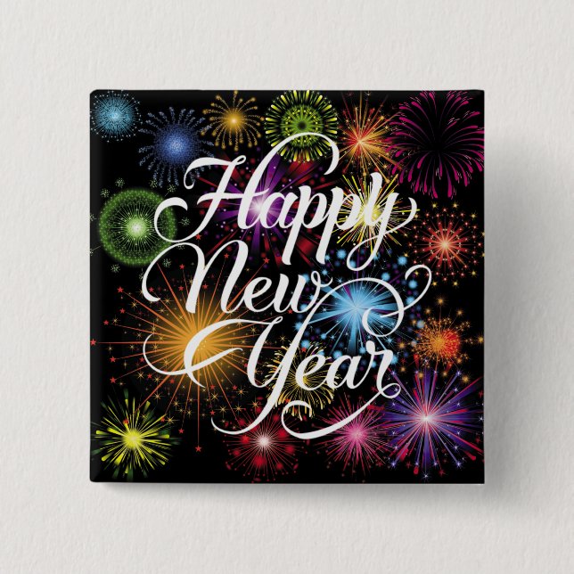 Happy New Year with Fireworks Background-23756 Button (Front)