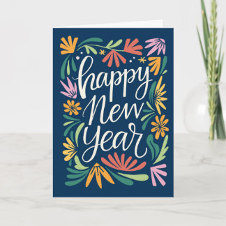 Happy New year with flowers Card