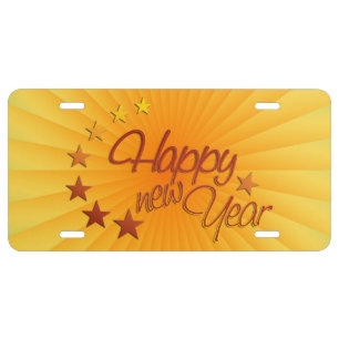 HAPPY NEW YEAR with starlight + your background License Plate