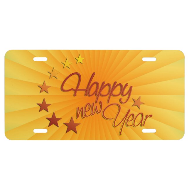 HAPPY NEW YEAR with starlight + your background License Plate (Front)