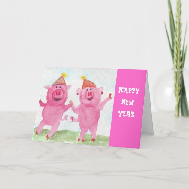 Happy New Year With The Party Pigs Holiday Invitation