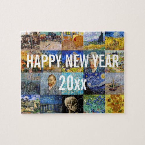 Happy New Year with Van Goghs Patchwork Jigsaw Puzzle
