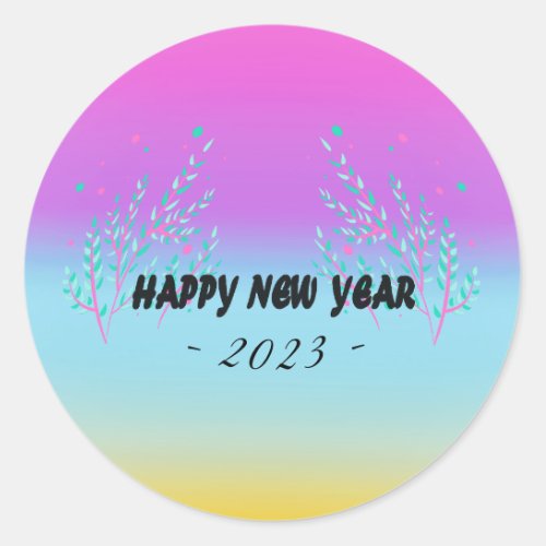 Happy New year with  year text Classic Round Stick Classic Round Sticker