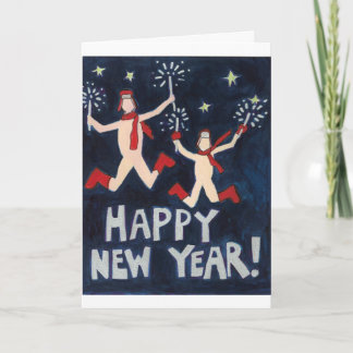 Happy New Year Without A Stitch Holiday Card
