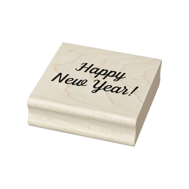 Happy New Year Wooden Block Mounted Rubber Stamp (Stamp)