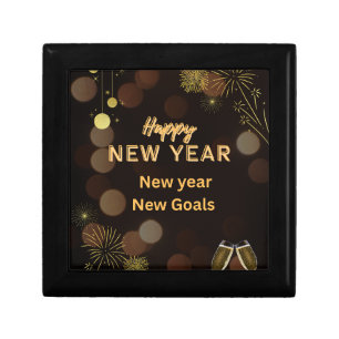 Happy new year wooden jewelry box design 