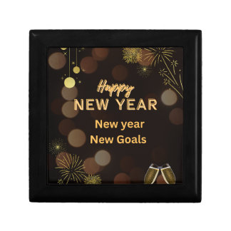 Happy new year wooden jewelry box design