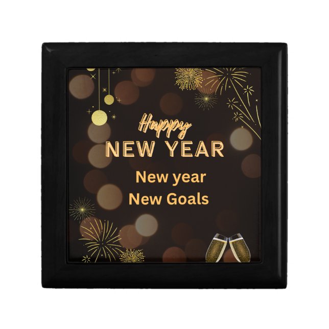 Happy new year wooden jewelry box design  (Front)