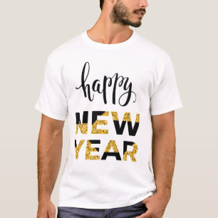 Happy New Year word art mens t-shirt
