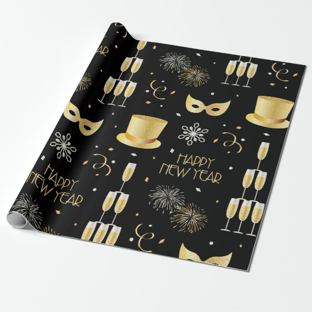 Happy New Year Wrapping Paper (Unrolled)