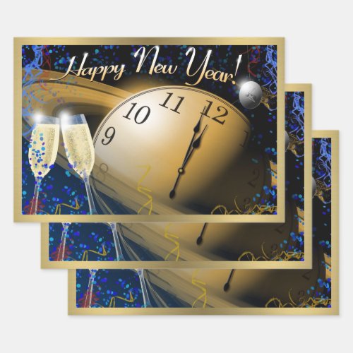 Happy New Year Wrapping Paper Sheets