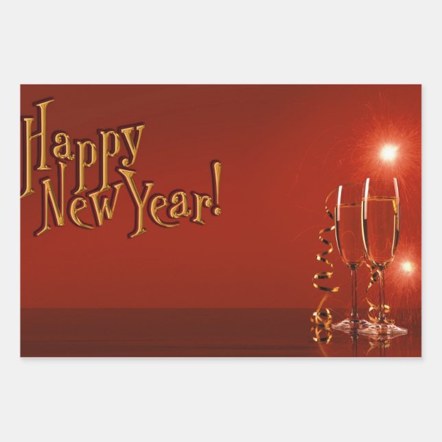 Happy New Year Wrapping Paper Sheets (Front 3)