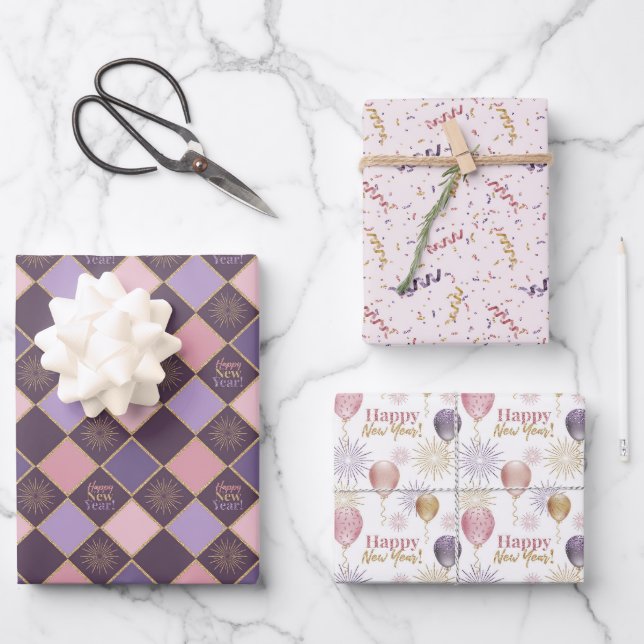 Happy New Year  Wrapping Paper Sheets (Front)