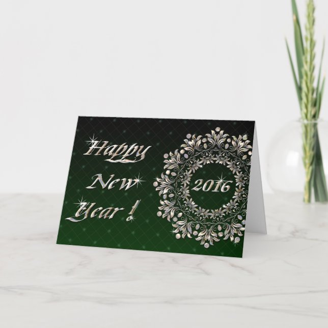 Happy New Year Wreath Design Card (Front)