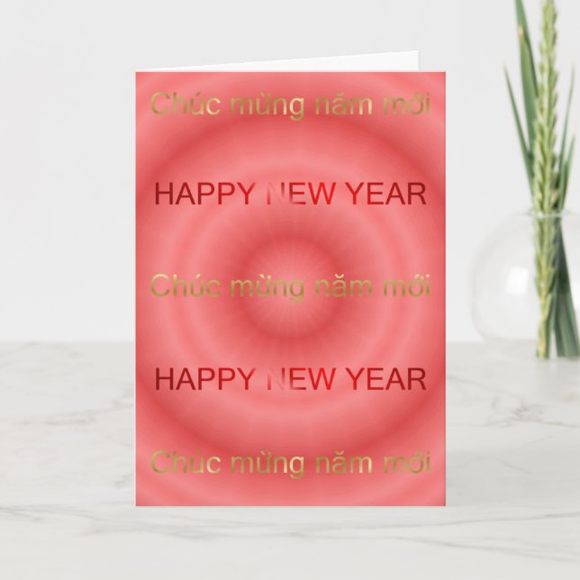 HAPPY NEW YEAR WRITTEN IN ENGLISH & VIETNAMESE HOLIDAY CARD (Front)