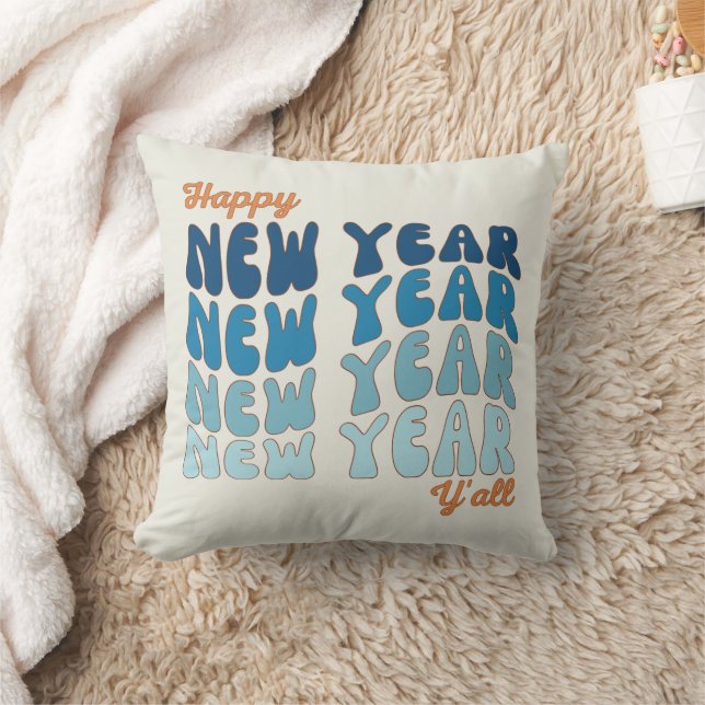 Happy New Year Y'all 2024 Throw Pillow (Blanket)