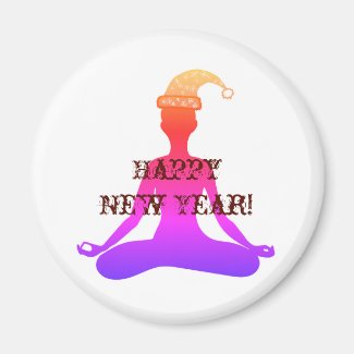 Happy New Year Yoga Meditation Lady Magnet