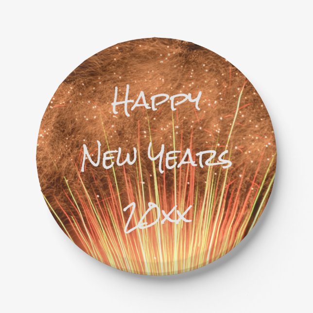 Happy New Years 20xx Fireworks Paper Plates (Front)