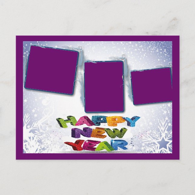 Happy New Year's Add Your Photos Postcard (Front)