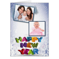 Happy New Year's Add Your Two Photos Greeting Card