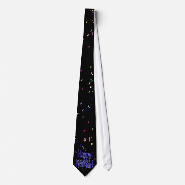 Happy New Years Blue Text Neck Tie (Front)