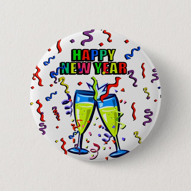 Happy New Year's Day_ Button_by Elenne Pinback Button (Front)