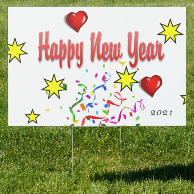 Happy New Years Day Yard Sign (Insitu)