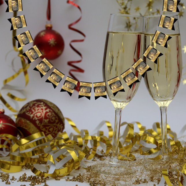Happy New Year's Eve Elegant Modern Black Gold Bunting Flags (Creator Uploaded)