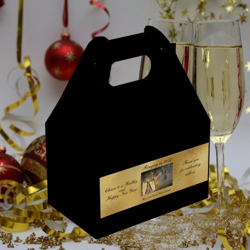 Happy New Years Eve Elegant Modern Black Gold Favor Boxes