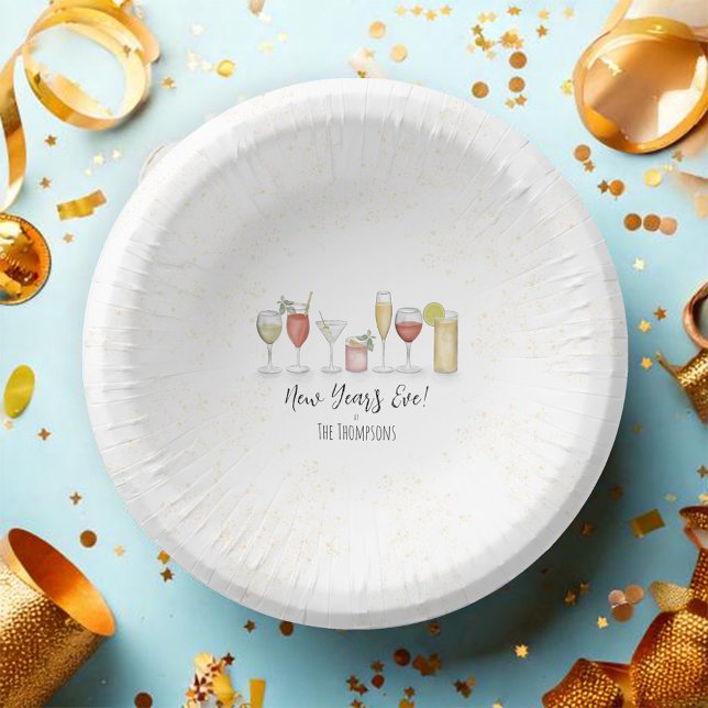 Happy New Years Eve Party Custom Paper Bowls (New Years Eve Party custom party paper bowl.)