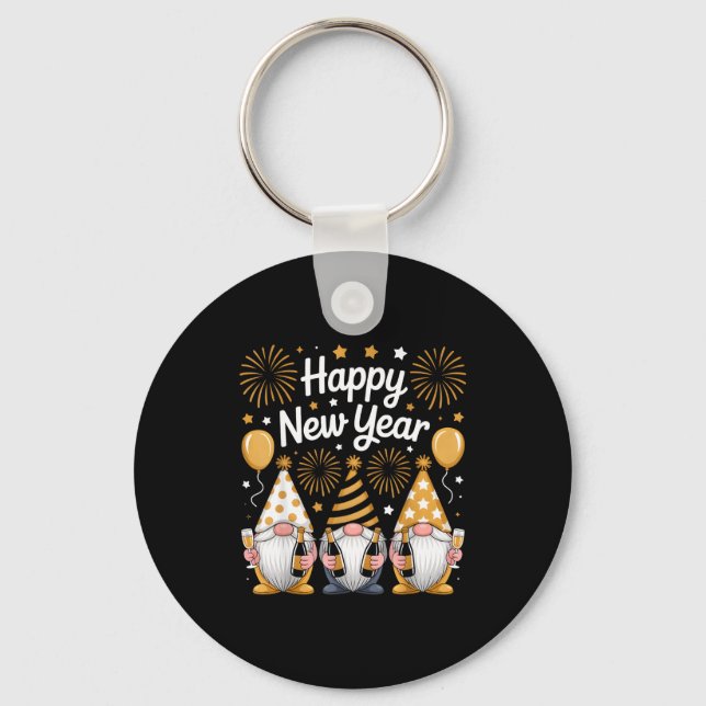Happy New Years Eve Party Gnomes Matching Family  Keychain (Front)