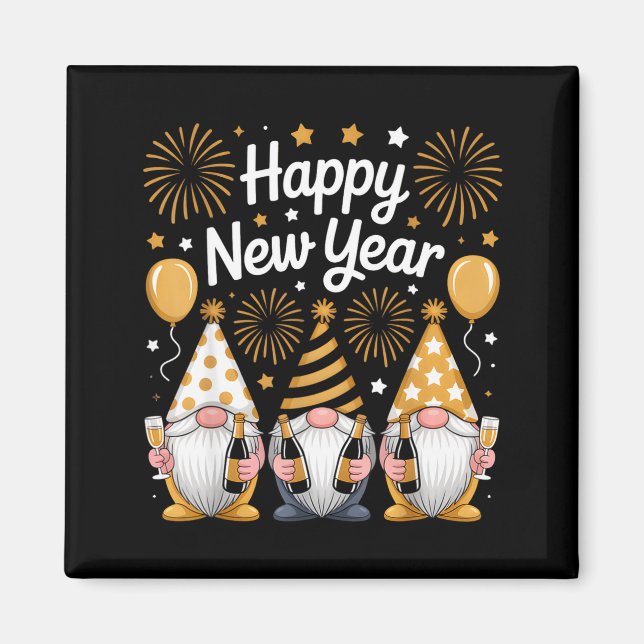 Happy New Years Eve Party Gnomes Matching Family  Magnet (Front)