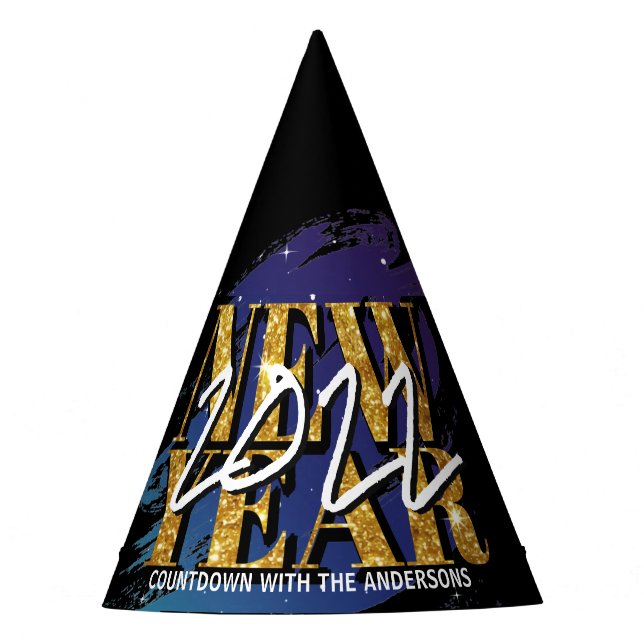 HAPPY NEW YEAR'S EVE PARTY MODERN BRUSH STROKE PARTY HAT (Front)