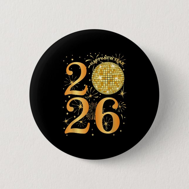 Happy New Years Fireworks 2026  Button (Front)