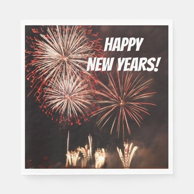 Happy New Years Fireworks Paper Napkins (Front)