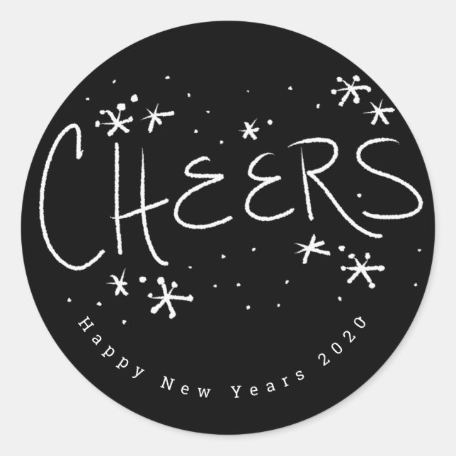 Happy New Years Hand Lettering Favor Classic Round Sticker (Front)
